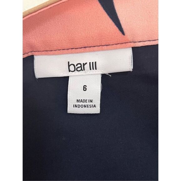 Bar III Women's Pink Abstract Geo Lava Ruffled Hi Low Midi Skirt Size 6 - Picture 6 of 9